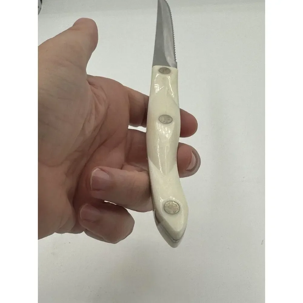 Cutco 1721 Utility Trimming White Pearl Handle Serrated Edge Knife USA